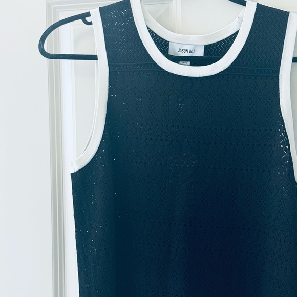 Jason Wu Pointelle Sleeveless Sweater with White Trim - Picture 6 of 8